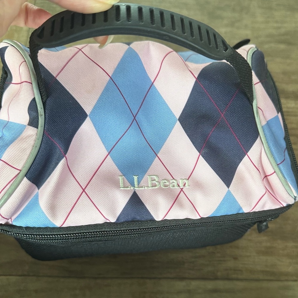 LL Bean flip top lunch pail/tote argyle - Picture 5 of 9